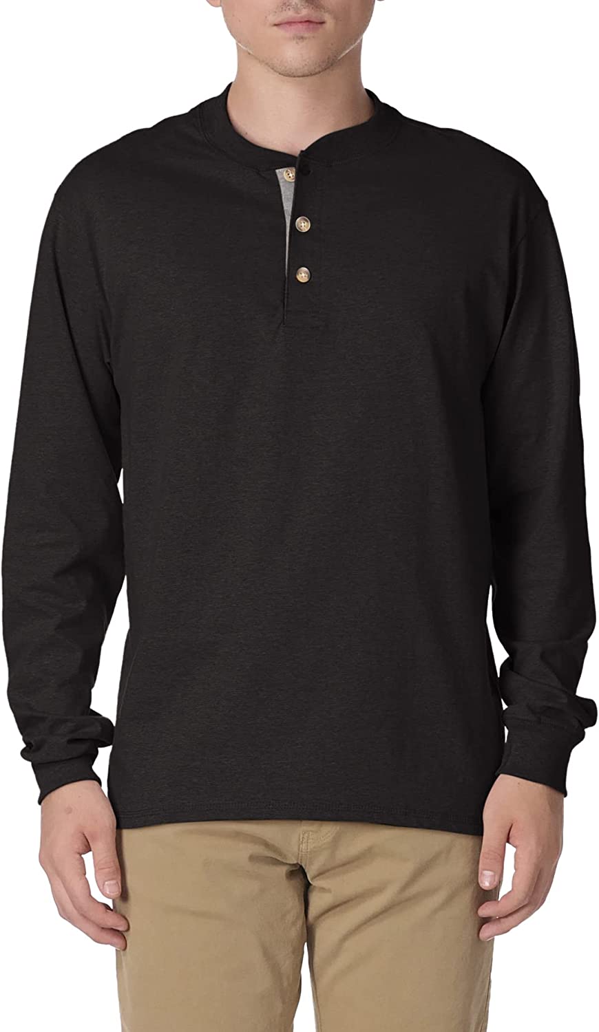Hanes Men's T-Shirts, Men's BeefyT Henley Shirts, Men's Cotton Long Sleeve Shirts - Image 4